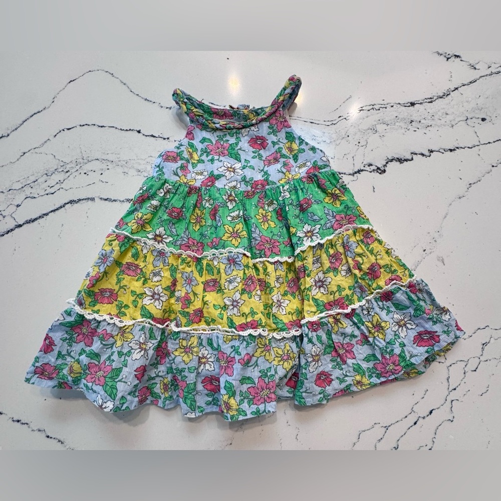 Haute Hippie Kids Floral Tiered Dress Toddler Girls 2T Boho Cotton